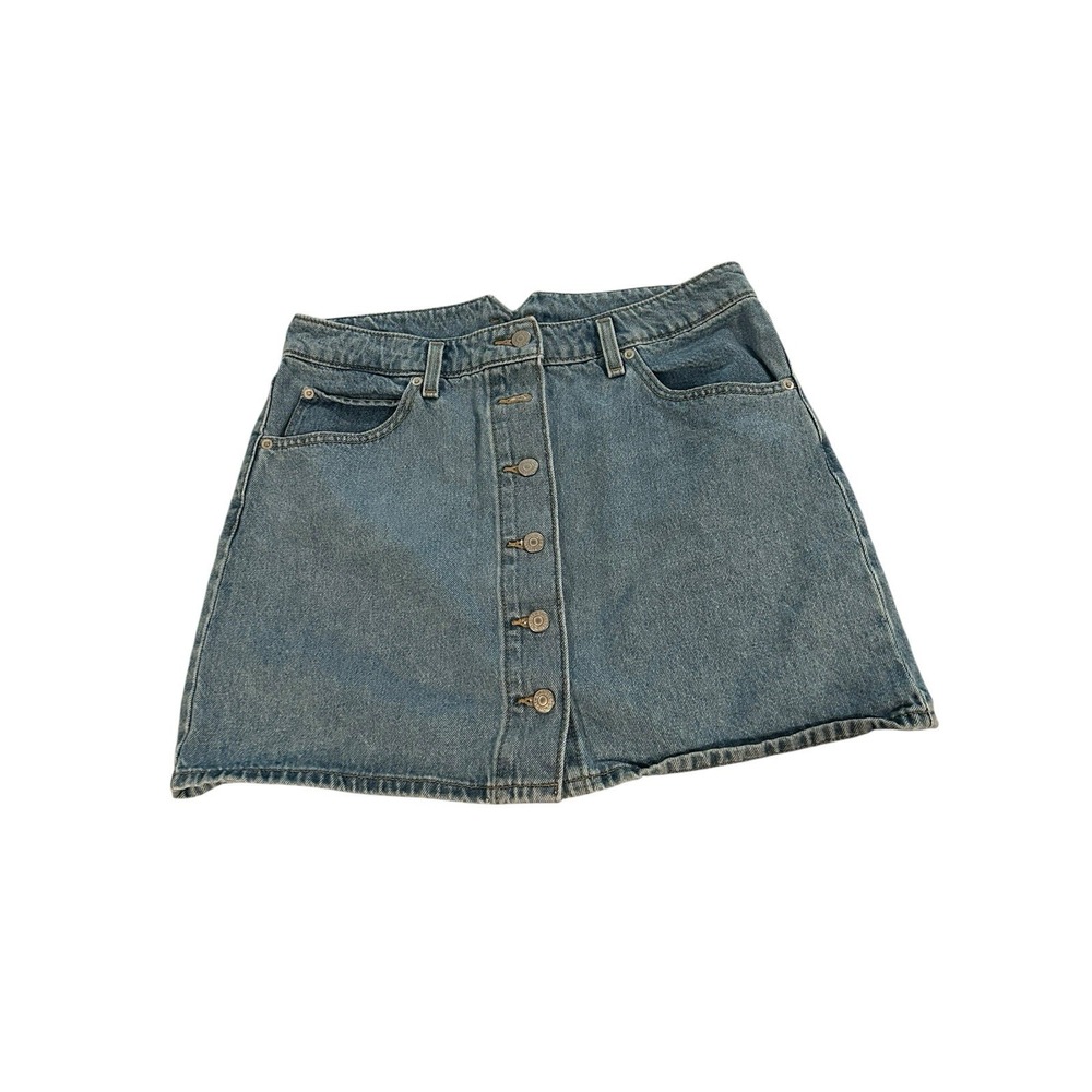 Levis Denim Mini Skirt Womens 31 A-Line Button Up Front Light Wash Jean 90's Y2K